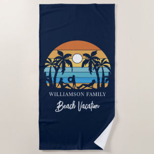 Retro Family Vacation Matching Beach Towel