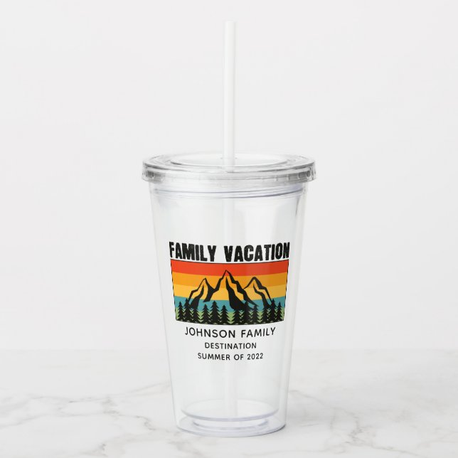 Retro Family vacation Road Trip Hiking Outdoors Acrylic Tumbler (Front)