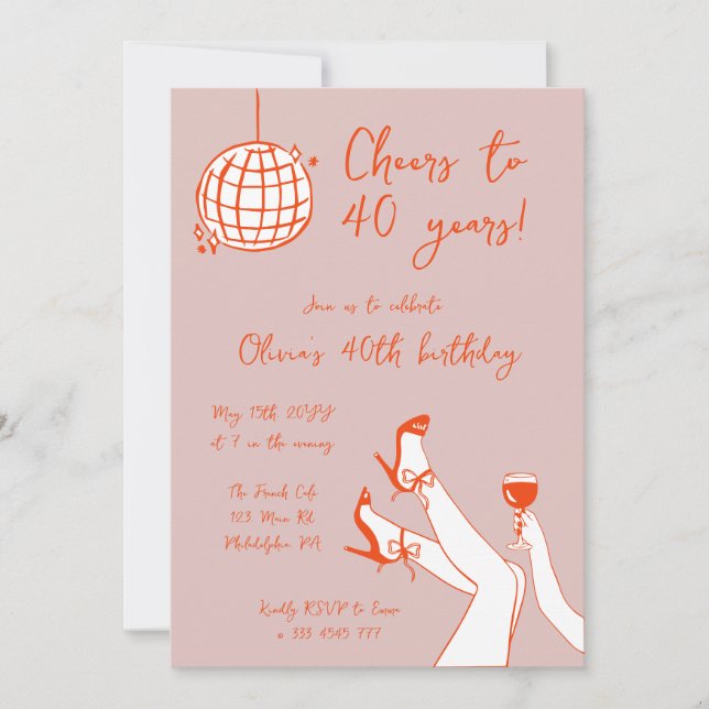 Retro Fancy BIrthday Party invitation (Front)