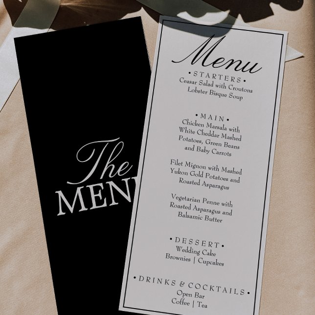 Retro Fancy Black Cream Old Money Wedding Menu (Creator Uploaded)