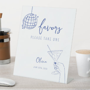 Retro fancy Hand drawn disco ball Favours Sign