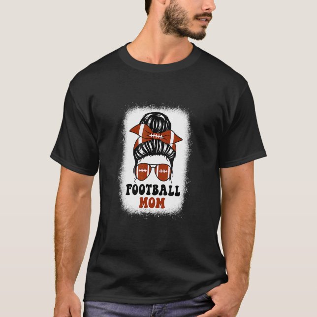 Retro Fantasy Football Mum Life Game Day Bleached  T-Shirt (Front)