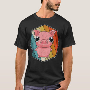 Retro Farm Animal Cute Piglet Pig T-Shirt