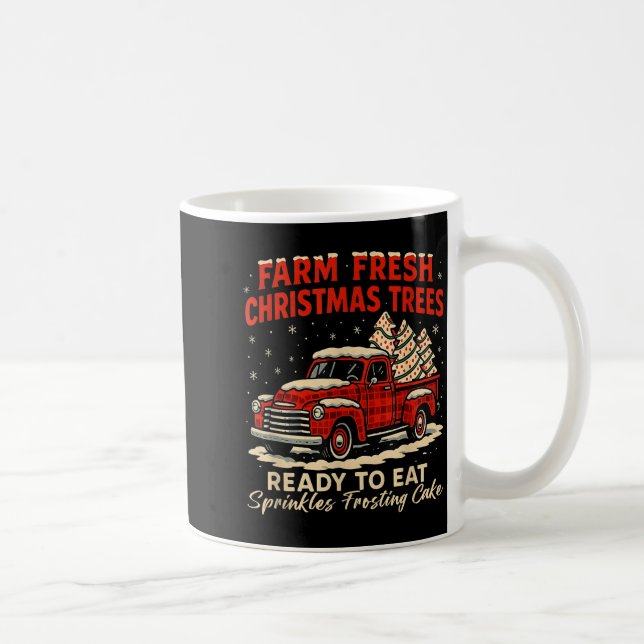 Retro Farm Fresh Debbie Christmas Cake Red Truck H Coffee Mug (Right)