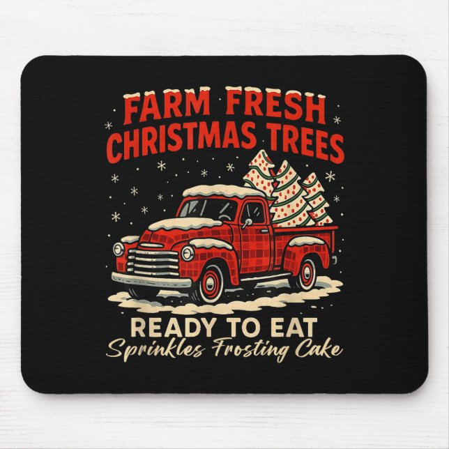 Retro Farm Fresh Debbie Christmas Cake Red Truck H Mouse Mat (Front)