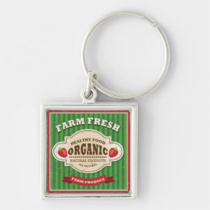Retro Farm Fresh Poster Design Key Ring