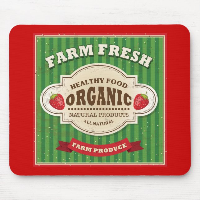 Retro Farm Fresh Poster Design Mouse Mat (Front)