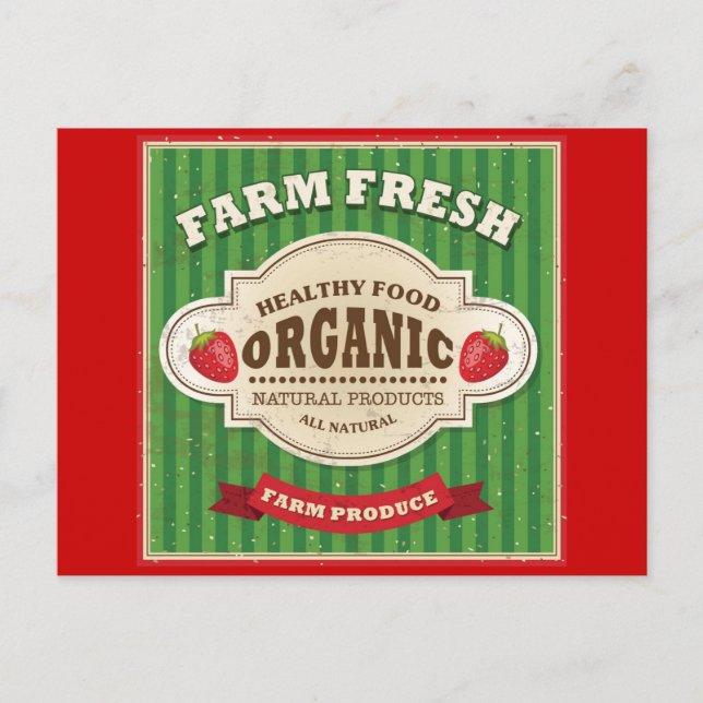 Retro Farm Fresh Poster Design Postcard (Front)