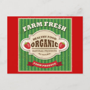 Retro Farm Fresh Poster Design Postcard