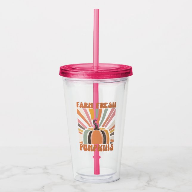 Retro Farm Fresh Pumpkins Acrylic Tumbler (Front)