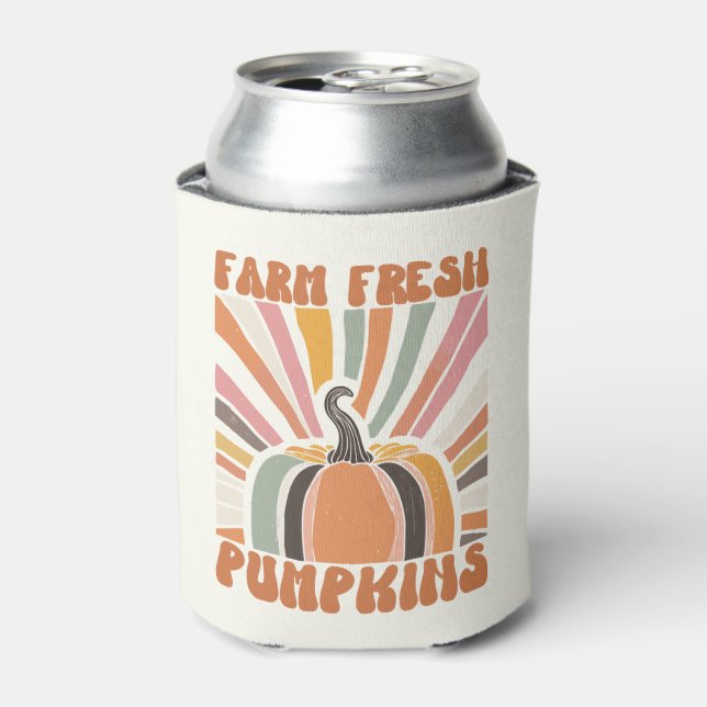 Retro Farm Fresh Pumpkins Can Cooler (Can Front)