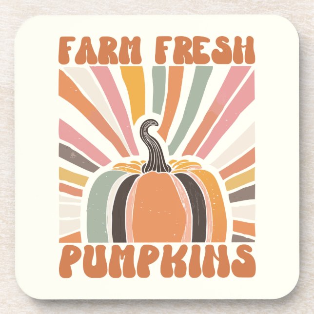 Retro Farm Fresh Pumpkins Coaster (Front)