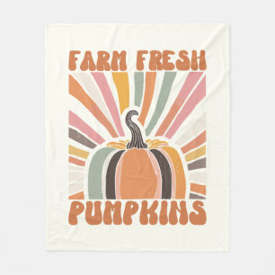 Retro Farm Fresh Pumpkins Fleece Blanket