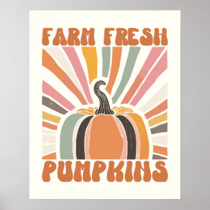 Retro Farm Fresh Pumpkins Poster
