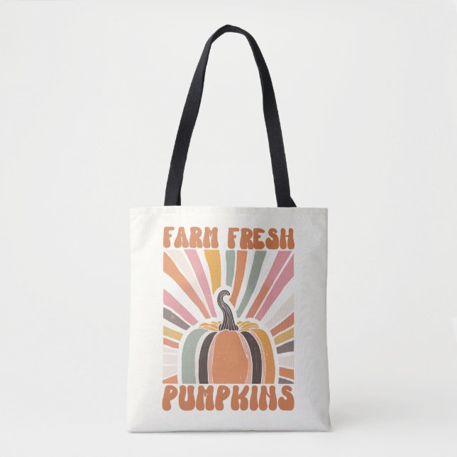 Retro Farm Fresh Pumpkins Tote Bag (Front)