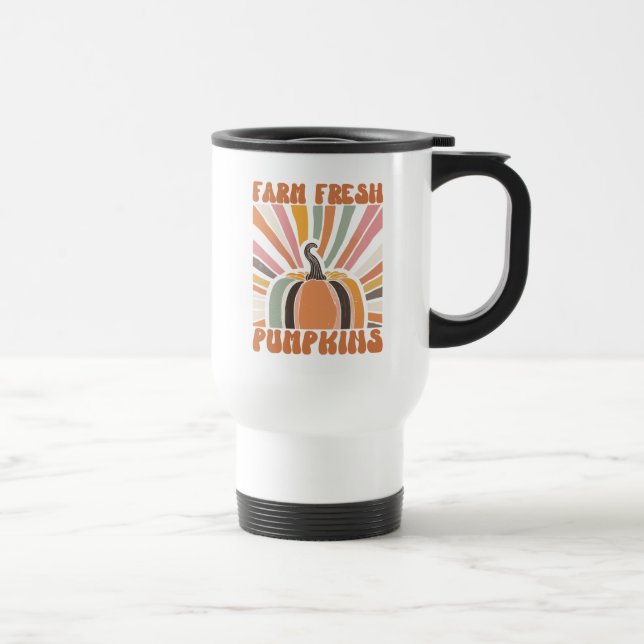 Retro Farm Fresh Pumpkins Travel Mug (Right)
