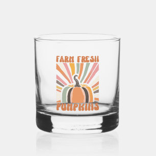 Retro Farm Fresh Pumpkins Whiskey Glass