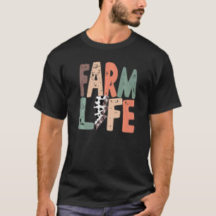 Retro Farm Life Leopard Farmer Farm Girl Farming T-Shirt