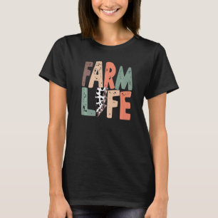 Retro Farm Life Leopard Farmer Farm Girl Farming T-Shirt