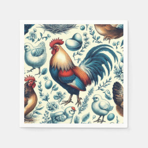 Retro Farm Rooster Pattern Napkin