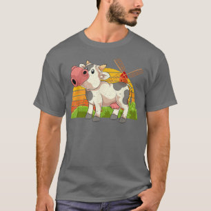 Retro Farmer Farming Cow Lover Farm Animal Cute Co T-Shirt