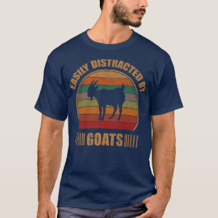Retro Farmer Funny Goat Lover Easily Distracted By T-Shirt