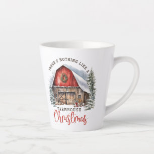 Retro farmhouse Christmas red barn cosy scene Latte Mug