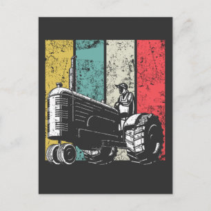 Retro Farming Dad Tractors Farmer Fathers Day Postcard