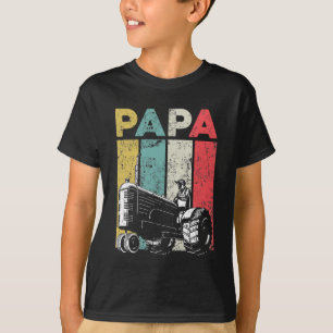 Retro Farming Papa Tractors Farmer Father T-Shirt