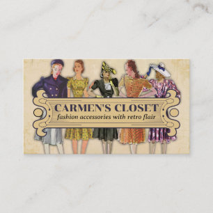 retro fashion dress model skirts legs sewing business card