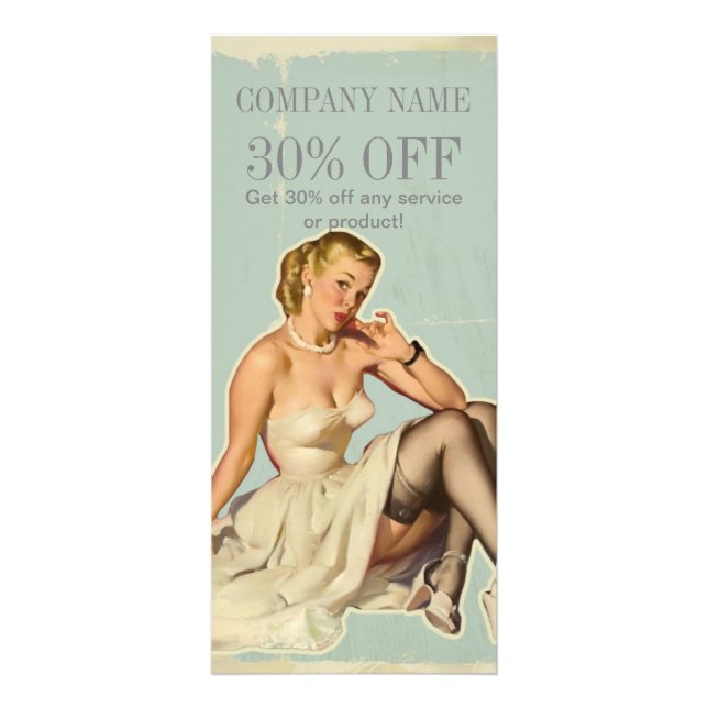 Retro Fashion Girl Hair Stylist Makeup Artist Rack Card (Front)