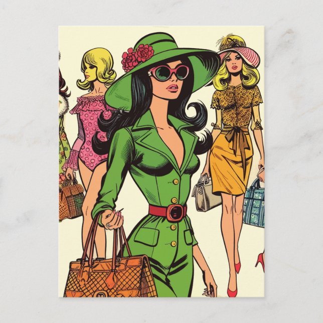 Retro Fashion Girls Comics Postcard (Front)