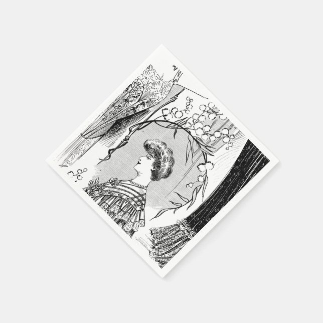 Retro fashion illustration collage napkin (Corner)