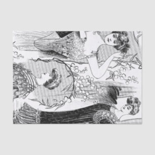 Retro fashion illustration collage tissue paper