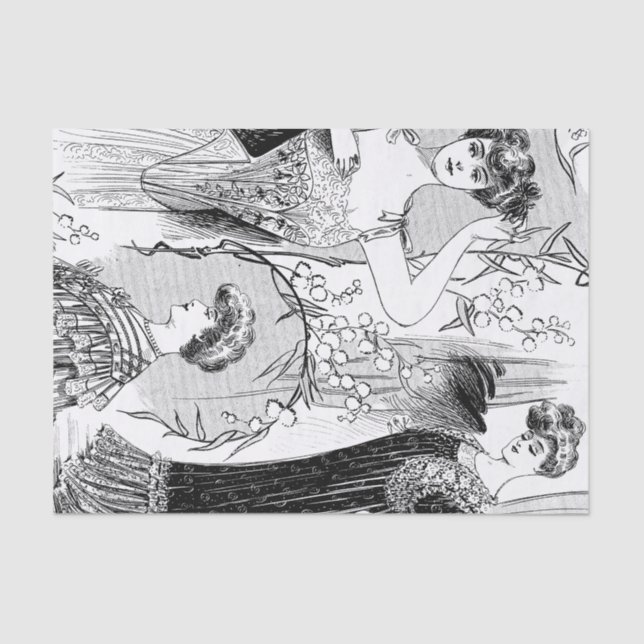 Retro fashion illustration collage tissue paper (Front)