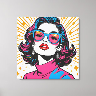 Retro Fashion Pop Art - 1980's Inspired Canvas Print