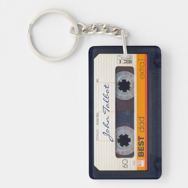 Retro Fashioned 80s Mixtape Cassette Best Dad K Key Ring (Front)