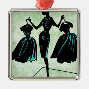 Retro Fashionista Silhouette Metal Tree Decoration