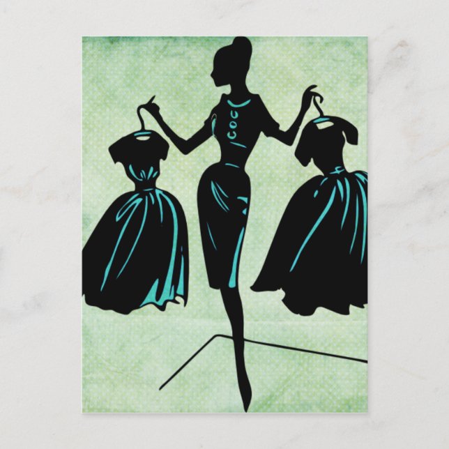 Retro Fashionista Silhouette Postcard (Front)