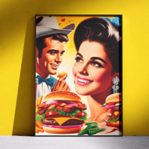 Retro Fast Food Couple Poster