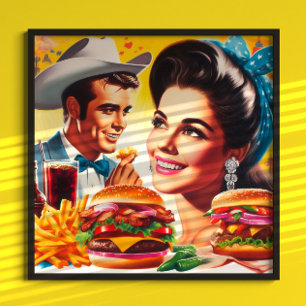 Retro Fast Food Couple Poster