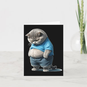 Retro Fat Kitten Tee Funny Cat Rolling Fatties Card