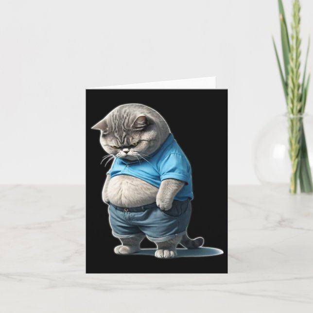Retro Fat Kitten Tee Funny Cat Rolling Fatties  Card (Front)