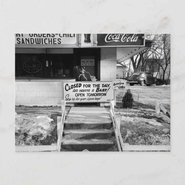 RETRO FATHER BABY ANNOUNCEMENT VINTAGE PHOTOGRAPH (Front)