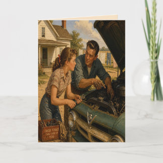 Retro Father Daughter Father's Day Card