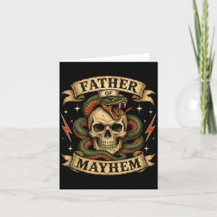 Retro Father Of Mayhem Tough Skull Biker Dad Card