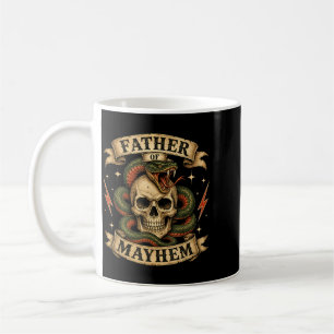 Retro Father Of Mayhem Tough Skull Biker Dad Coffee Mug