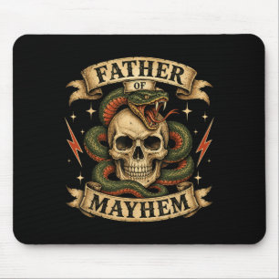 Retro Father Of Mayhem Tough Skull Biker Dad Mouse Mat