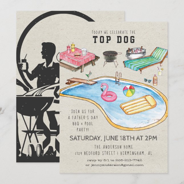 Retro Father's Day BBQ Invitation (Front/Back)