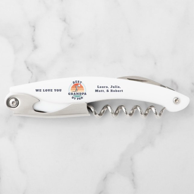 Retro Fathers Day Best Grandpa By Par Golf Custom Corkscrew (Front)
